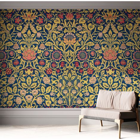 Selbstklebende Tapete modern Wohnzimmer - Wanddeko Schlafzimmer - Tapete mit Motiv Blumenmuster 312x219 cm (1/5)