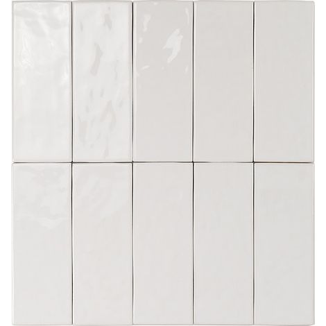 Carrelage Mur Ceramic Connection White Brillante 7,5 x 20 cm
