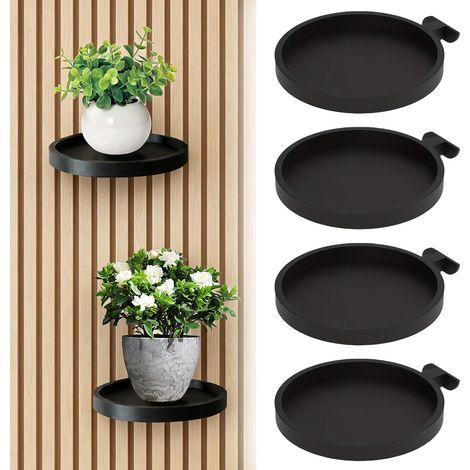 Supports pour Plantes pour Panneaux Acoustiques,4 Pièces Plateau pour Plantes 13 x 11,5 cm,Etagères pour Panneaux Acoustiques,Accessoires sans perçage,Pour Plantes/Fleurs et Articles de Décoration (1/5)
