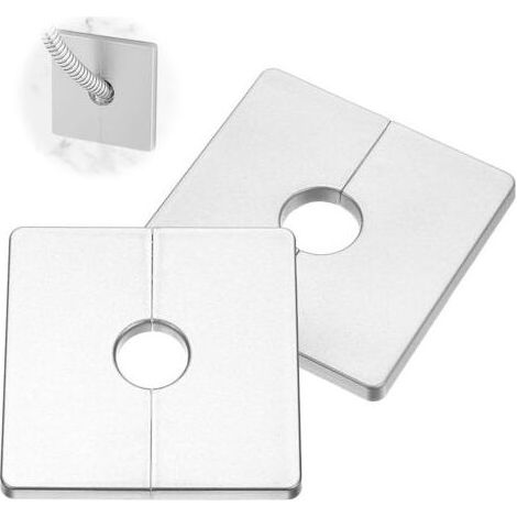 2 Pcs Plaque Murale Fendue, Plaque d'Obturation Carrée Auto-Adhésive en ABS avec Un Trou de Diamètre de 22mm, Cache-Tuyau pour La Décoration de Robinet d'Eau (1/5)