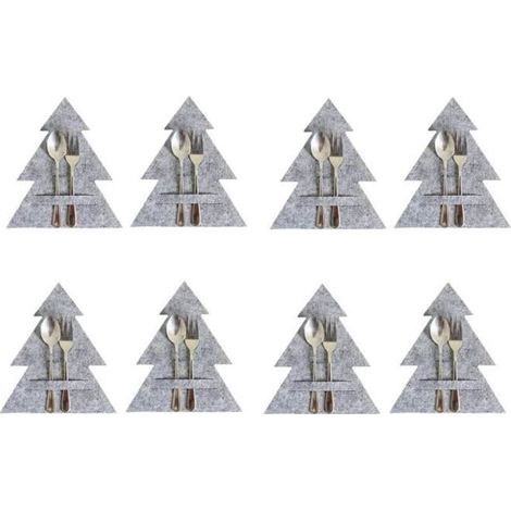 Porte-couverts de Noël,8 pièces porte-couverts de Noël,arbre de Noël,sac de rangement couteau et fourchette de Noël,pour famille,ami (1/4)