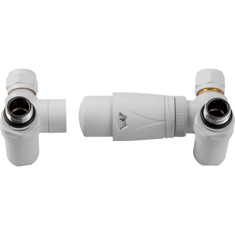 Valx Thermostat-T-Stück, axial rechts, weiß (Kopf nach links gerichtet)