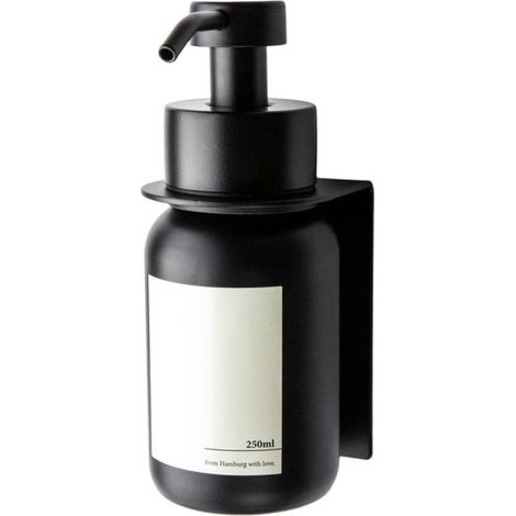 Dispensador de jabón, Vidrio, Bomba de acero inoxidable, Montaje adhesivo en pared, No requiere perforación, Baño (1/5)