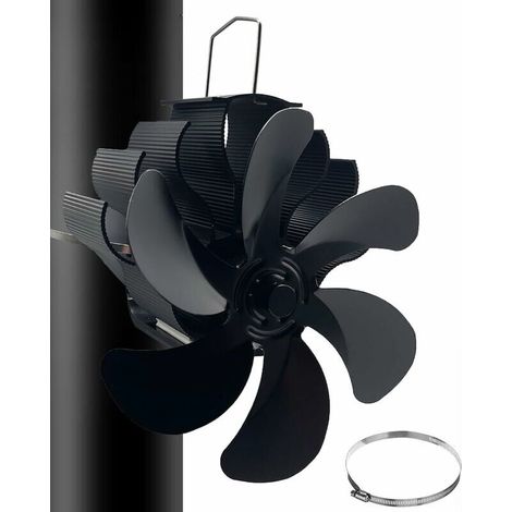 Blade Wood Stove Fan with Thermometer Chimney Fan Powered Heater Attached to Chimney Pipe for Fireplace, Wood Burning Fireplace