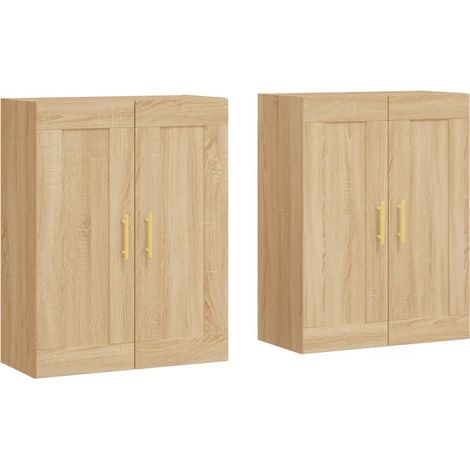 Set di 2 armadietti da parete pratici in stile moderno 69,5 x 34 x 90 cm in legno multistrato rovere Sonoma 020055466