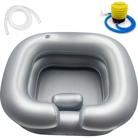 Bac À Shampoing Gonflable - 1 Unité - Caoutchouc Souple - Ergonomique Pour Lit - Personnes Âgées Et Blessées - 58x52x19 Cm (1/5)