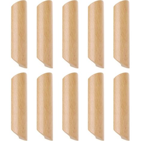 Juego de 10 tiradores de madera en forma de abanico para muebles y cajones, con tornillos y distancia entre orificios de 160 mm.