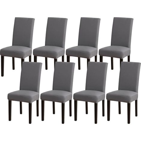 Housses de chaise extensibles et lavables pour salle à manger, lot de 8, gris (1/5)