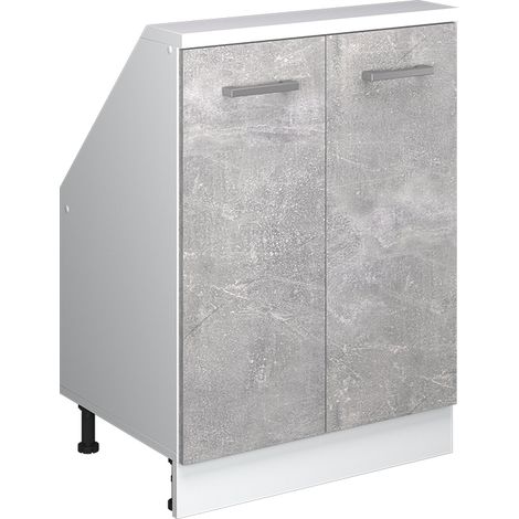 Meuble de rangement sous pente Rion, Béton/blanc, avec 2 portes, Vicco (1/5)