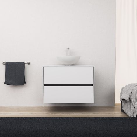 Inda - Mobile bagno L.80 con lavabo in appoggio / Bianco lucido 2