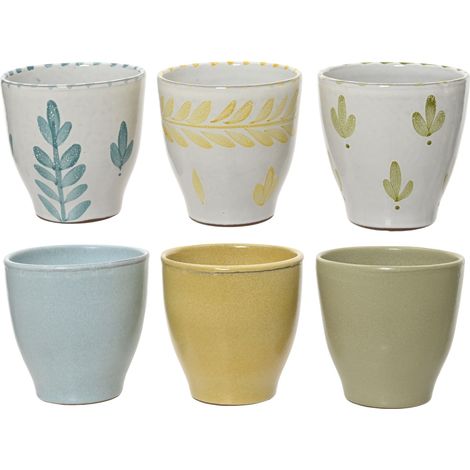 VASO BIANCO FOGLIE/TINTA UNITA D.13XH13CM CERAMICA