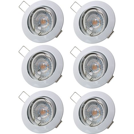 Lot de 6 Spot led ronde blanc orientable 38° blanc chaud (1/4)