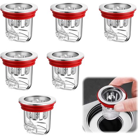 Pack de 6 siphons de douche transparents, valve anti-odeur pour siphon de sol (diamètre 3,2-4,5 cm), filtre anti-reflux pour balcon, cuisine, salle de bain et machine à laver. (1/5)