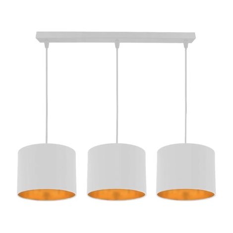 Suspension Candellux Atlanta 3xE27 blanc or tissu métal