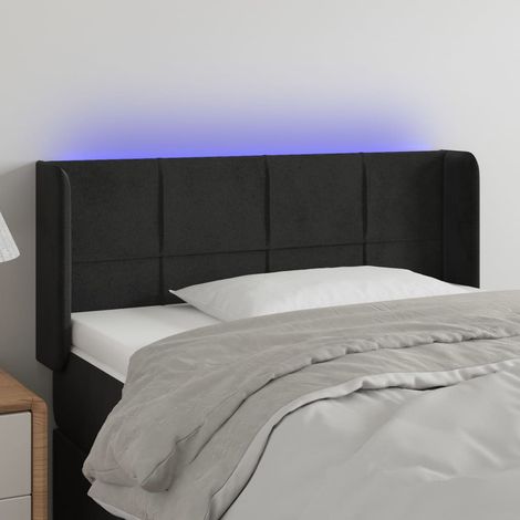 Tête de lit à LED pour lit simple, Cadre de lit, Tableau décoratif de chevet Noir 103x16x78/88 cm Velours SDG20948 (1/5)