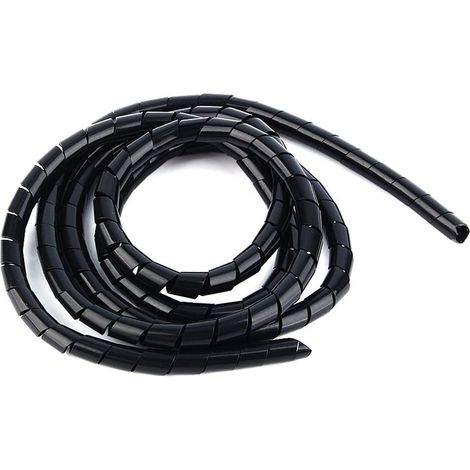 5m Spiral Cable Wrap Tidy Hide Binding Wire Management PC TV HOME OFFICE 6mm Black