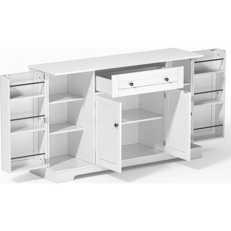 Multifunktionales Küchen-Sideboard weiß 138 cm aus MDF mit Schublade und verstellbaren Böden (1/5)