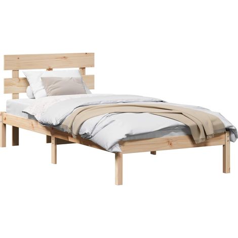 Maison Exclusive - Cadre de lit Marron 90 x 200 cm Bois de pin massif (1/5)