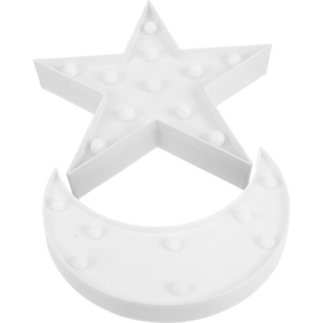 Lot de 2 Mini Lampes de Chevet Lune et Étoile LED Blanches (1/5)