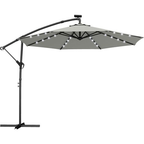 Freitragender Sonnenschirm für die Terrasse, 3x3m, mit Solar-LED-Beleuchtung, UV-beständig