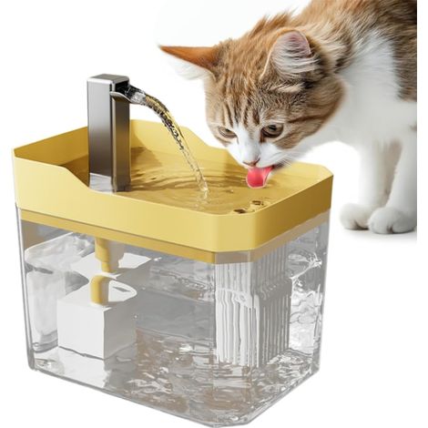 Fontaine a Eau Chat, 1,5L Fontaine à Eau pour Chat, Super Silencieuse, Distributeur Eau avec Filtration Multiple, Facile à Mettoyer, Convient à Plusieurs Animaux de Compagnie