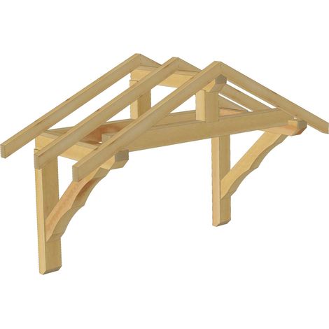 Marquise double pentes en bois massif – Sapin épicéa non traité – Fabrication française – Installation rapide et simple – Jardinatoire (1/4)