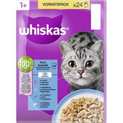 Whiskas Katzennassfutter Adult 24 x 85 g Fischauswahl in Gelee (1/3)