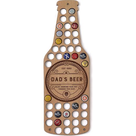 Estante para colección de tapas de botellas de cerveza, decoración de pared personalizada para el hogar - Regalos de cerveza para hombres - Un regalo considerado para papá hecho a mano (1/5)