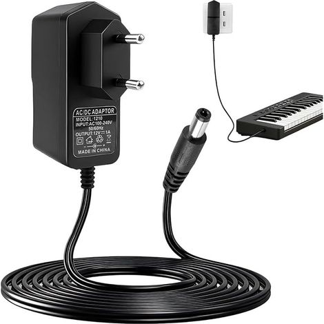 12V 1A Câble de Charge d’Alimentation pour Clavier Yamaha Piano Électronique PA-130(A) PA-3(B) PA-130B PA-5D PA-3C PA-5B EP-A3,12W Alimentation Adaptateur Secteur Universel AC 100-240V, 1M (1/5)