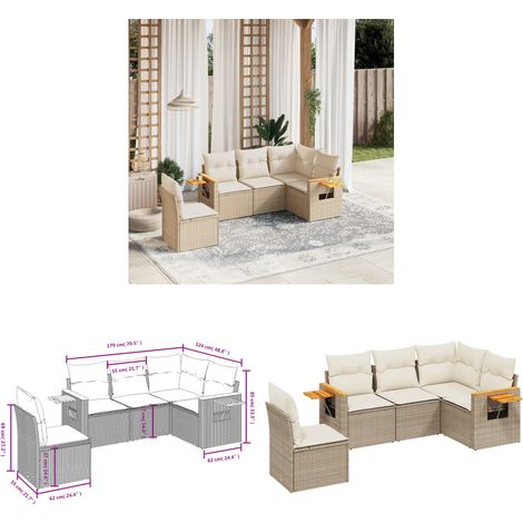 5-tlg. Garten-Sofagarnitur mit Kissen Beige Poly Rattan - Gartenmöbel - Sofasgarnituren - Rattan Möbel - Outdoor Furniture - Lounge Set - Home & Living (1/3)