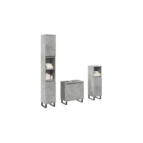 Ensemble de meubles de salle de bain 3 pcs gris béton (1/5)