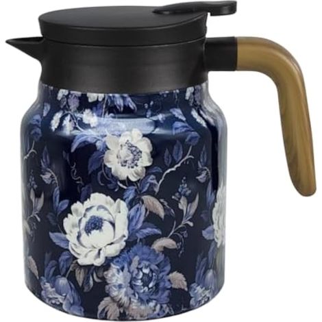Thermos Isotherme en Acier Inoxydable, 800 ML Théière avec Filtre Infuseur Amovible, Cafetière Sous Vide, Motif Floral, pour Thé, Café, Boissons Chaudes (1/5)