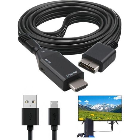 Adattatore da PS1/PS2 a HDMI 1080P con cavo AV da 1 m, convertitore audio/video HD, interfaccia multimediale plug and play per console di gioco, giochi HDTV, nessuna perdita di trasmissione. (1/5)