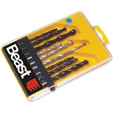Jeu de Mèches Combi 9 Pcs - Métal - Béton et Bois - 5, 6, 8 mm - Polyvalent et Pratique - Robuste et durable - Beast