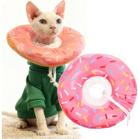 Collare per gatti a forma di ciambella, morbido, comodo e leggero, regolabile per gattini per evitare che si lecchino, collare conico morbido post-operatorio, collare elisabettiano per piccoli animali