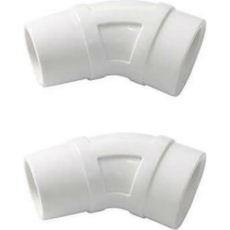 Lot de 2 coudes à 45° pour robot piscine Zodiac G2 G3 G4, raccord tuyau 32/38 mm PVC blanc (1/5)