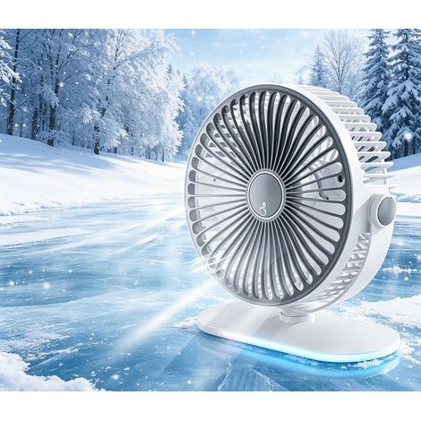 Mini ventilateur de bureau rechargeable – Ventilateur silencieux 1800mAh avec crochet intégré – 5 vitesses réglables et circulation d’air efficace – Pour maison et bureau