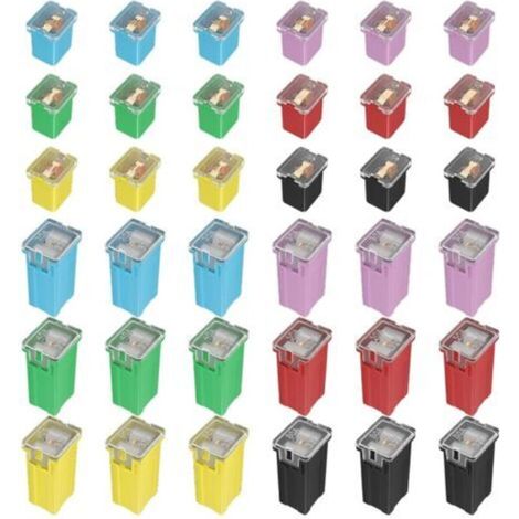 Assortiment de 36 fusibles automobiles, standards et discrets (20 A, 30 A, 40 A, 50 A, 60 A, 80 A) pour camionnettes, voitures et SUV Ford, Chevrolet, GM, Nissan et Toyota.