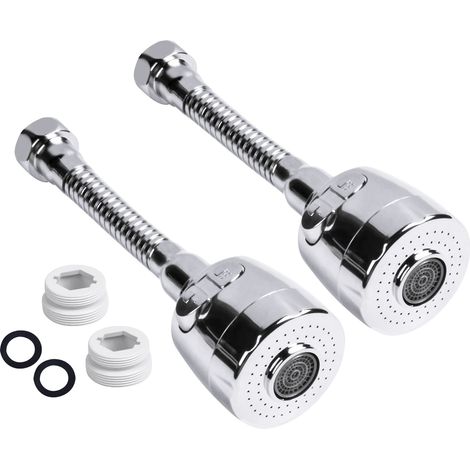 2er-Pack wassersparende Küchenhahnkopfverlängerung, 360° drehbarer Wasserhahnadapter, 2 Wasserauslässe (1/5)