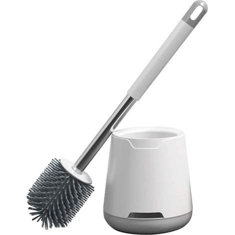 WC-Bürsten-Set – TPR-Borsten – Rostfreier Griff – Badreinigung – Abfluss – Erwachsene – Freistehend – Weiß – Mittel – 1 Stück (1/5)