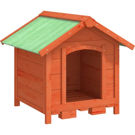 Caseta para perros madera maciza de pino marrón 65x65x61,5 cm vidaXL (1/5)