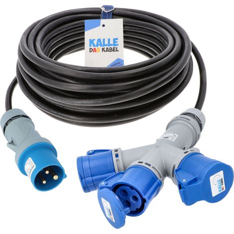 Kalle Verlängerungskabel CEE 230V 16A 1,5mm² 3-Fach Kupplung IP44 15 Meter (1/4)