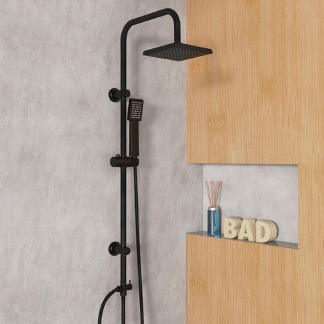 EISL EASY ENERGY DX12004BL-A, colonna doccia nero, sistema doccia senza rubinetto, con grande doccia a pioggia (170 x 170 mm) e doccetta senza rubinetto, colonna doccia senza miscelatore nero (1/5)