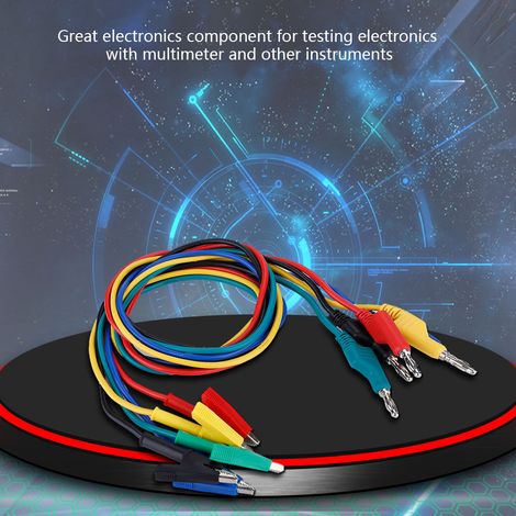 Lot de 5 cordons de test haute tension P1037 de 1 m avec fiches bananes et pinces crocodiles pour multimètre (1/5)