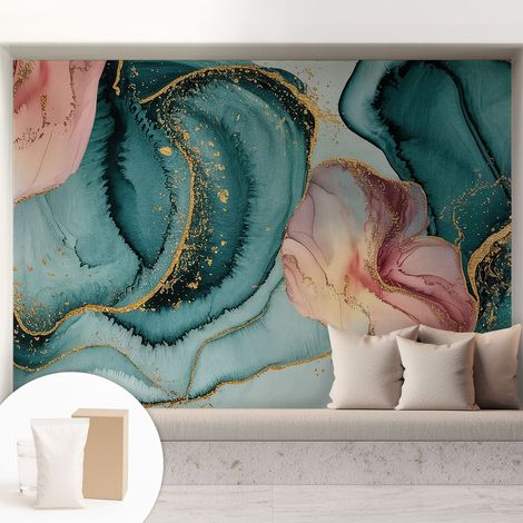 Papier peint intissé pour salon chambre à coucher peint imprimé pour mur - Colle incluse gratuite Vagues artistiques 208x146 cm (1/5)