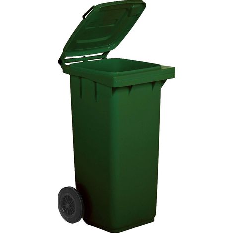 Mobil Plastic – Poubelle pour collecte sélective 120 L – Couleur verte – Résistante aux chocs – Pour espaces extérieurs – Capacité optimale pour collectivités