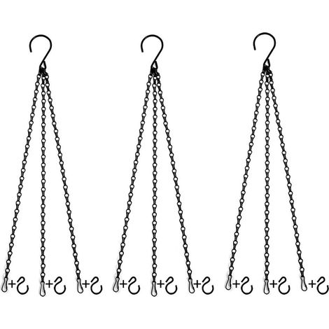 Ensemble de 3 crochets et chaînes pour plantes, idéal pour les pots de fleurs, mangeoires à oiseaux, lanternes, décorations, etc. (1/5)