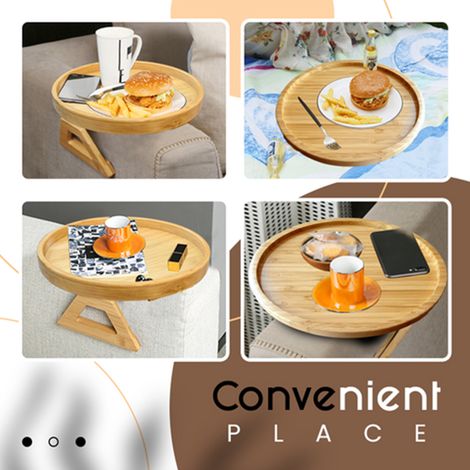 Lot en bambou naturel, table plateau pour canapé, plateau bras de canapé, support de bras, desserte d'accoudoir, artisanat en bambou. (1/5)