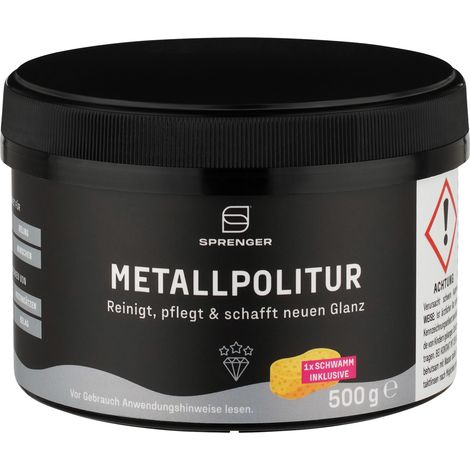 Sprenger Metallpolitur 500 g Dose inkl. Schwamm ✔ Reinigt & poliert Edelstahl, Reling, Beschläge & Winschen - Entfernt Oxidation & Rost