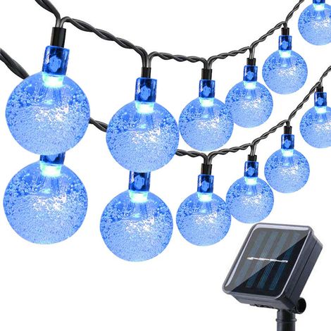 Solar-Lichterkette für den Außenbereich – 50 LEDs – 7 Meter – wasserdicht – 8 Modi – ideal für Gärten, Terrassen, Balkone und Partys – Blau [Energieklasse G]